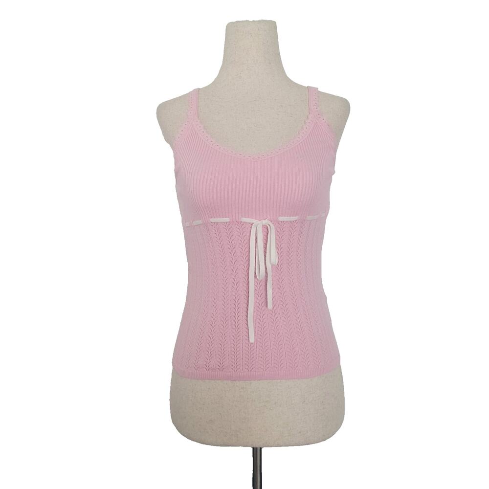 NWT Hollister Knit Pointelle Cami Tank Top Size XS Pink Pastel Coquette Dainty